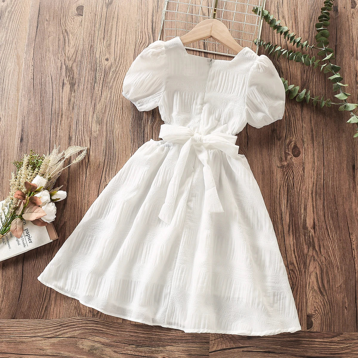 Kids White Dress for Girls Clothes Party Long Dress Prom Princess Outfits Children New Summer Teenagers