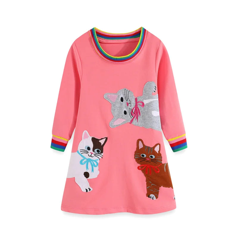 Children's School Dresses With Pockets Pen Embroidery Long Sleeve Autumn Kids Preppy Style Dress-Dollar Bargains Online Shopping Australia