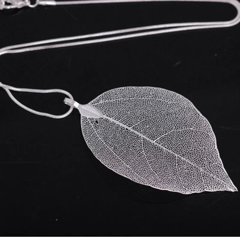 Jewelry Maxi Necklace Rose Gold Color Chain Real Leaf Charm Design Pendant Necklaces & Pendants Women-Dollar Bargains Online Shopping Australia