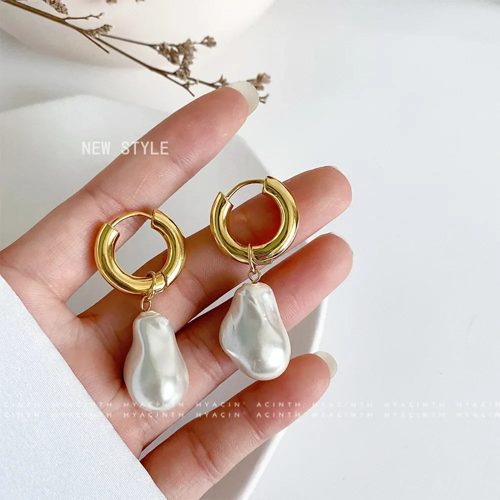 Statement Minimalist Gold Silver Color Mixed Solid Heart Pendant Hoop Earrings Street Style Korean Fashion Jewelry-Dollar Bargains Online Shopping Australia