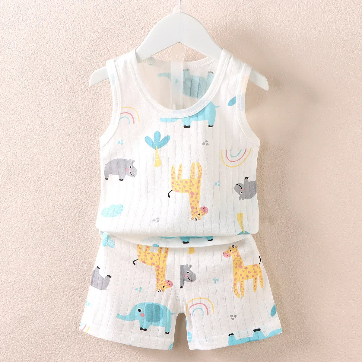 Children's Clothing Print Sleeveless Tops Shorts Cute Breathable Kids Summer Vest Shorts Set Tank Top for Baby Clothing Children-Dollar Bargains Online Shopping Australia