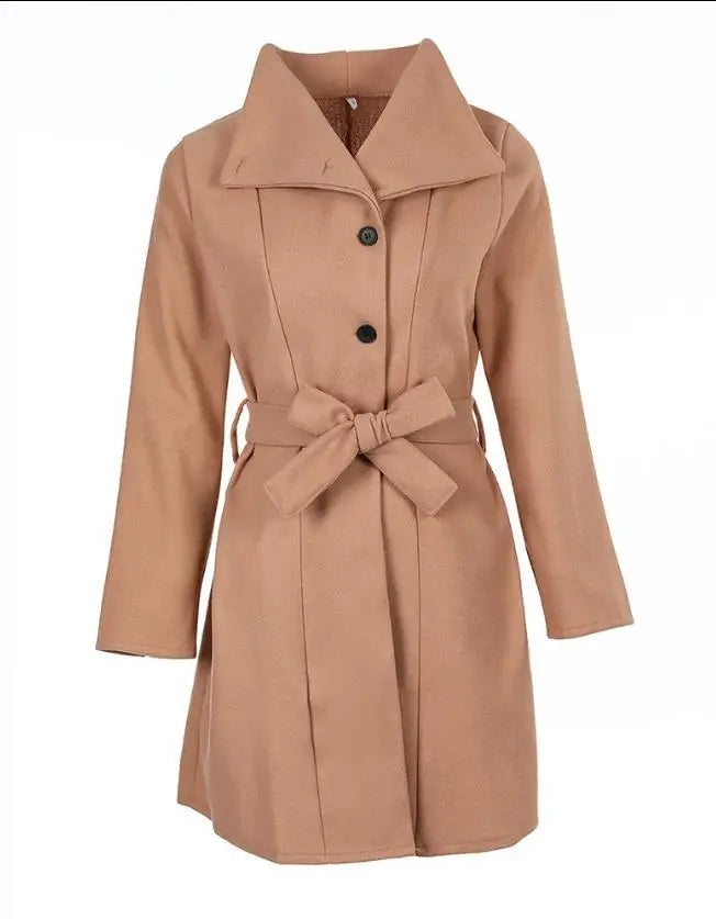 Casual Button Front Longline Coat With Belt Woman clothes outifits Winter coat for women-Dollar Bargains Online Shopping Australia