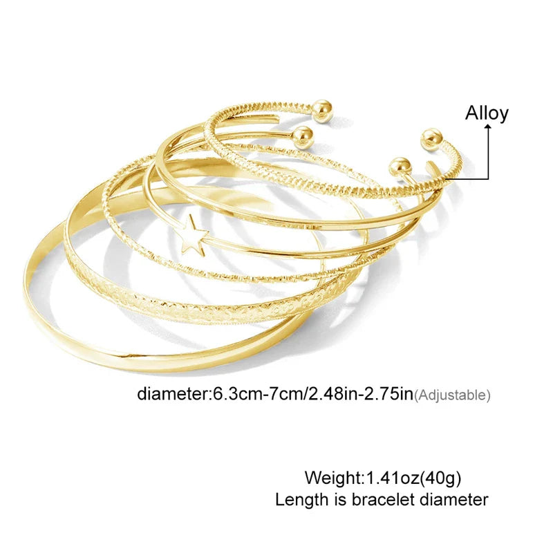 Mental Punk Hard Bracelet for Women Bohemian Gold Color Cuff Bangle Indigenous Open Wide Statement Hand Party Jewelry-Dollar Bargains Online Shopping Australia