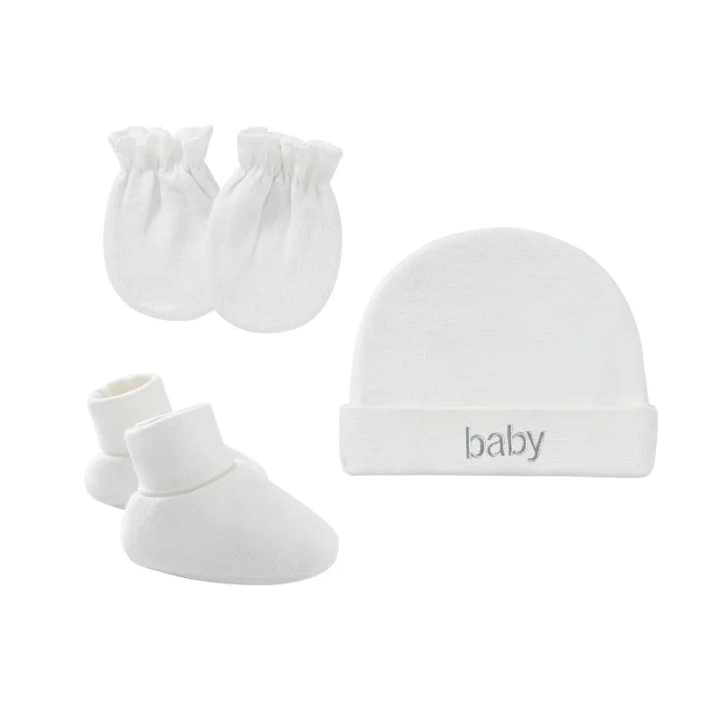 Newborn Hat Gloves Socks Set for Baby Cotton Fall Casual Photography Props Soft Headwear Infant Nightcap Fashion-Dollar Bargains Online Shopping Australia