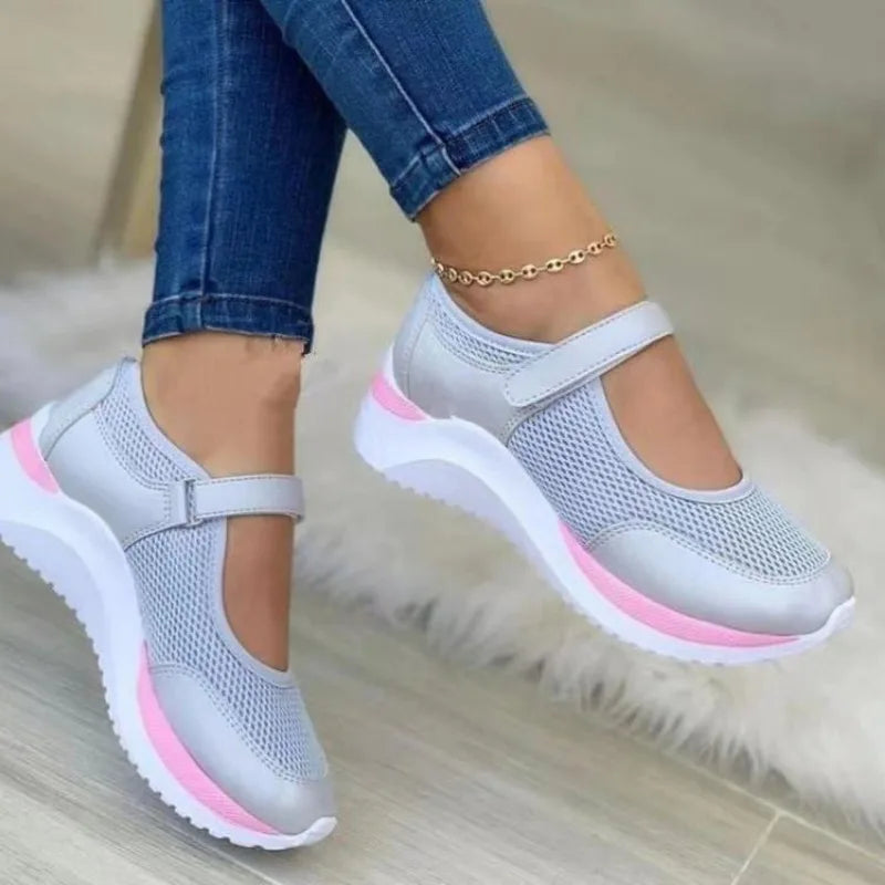 Knitted Women's Thick Sole Single Shoes Women's Grid Casual Women's Shoes Sneakers Women