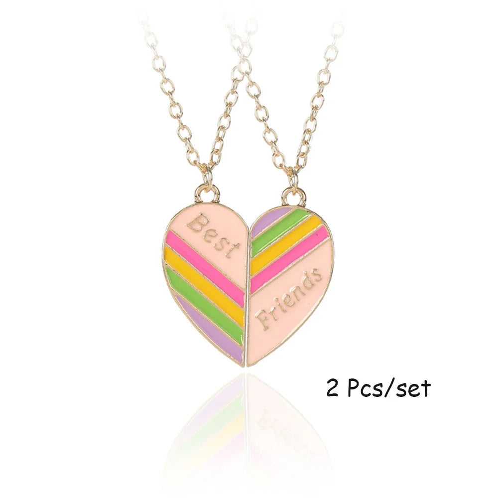 Best Friends Pendant Necklace For Woman Girls Magnetism Sequin Couple Crystal Chain Choke BFF Friendship Forever Jewelry Gift-Dollar Bargains Online Shopping Australia