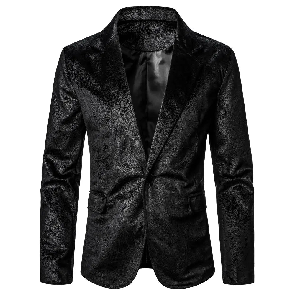 Men's Blazer Grain Texture Patterned Pocket Single Button Night Club Bar Stage Wedding  Conference