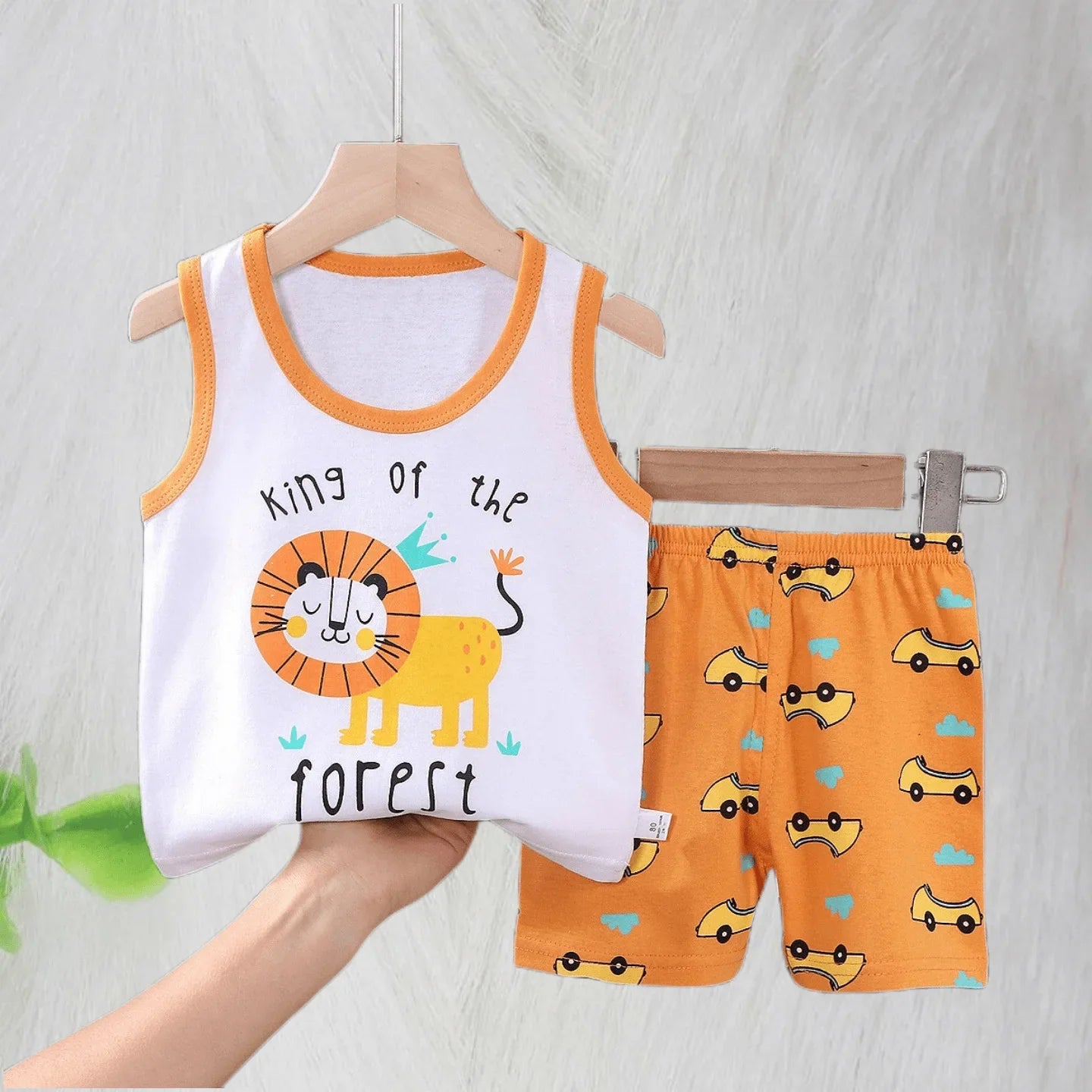 Boys Vest Set Summer Cotton New Clothes Children's Sleeveless Cartoon Wool Comfort Set Class A Thin Two-piece Set for 6-9months-Dollar Bargains Online Shopping Australia