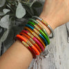 Inlaid Rhinestone Metal Buckle Silicone Bracelet for Women Buddhist Rush Temple Glitter Filled Jelly Lightweight Bangles