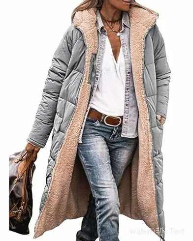 Winter Coats Reversible Sherpa Fleece Long Hooded Puffer Jackets Outerwear-Dollar Bargains Online Shopping Australia