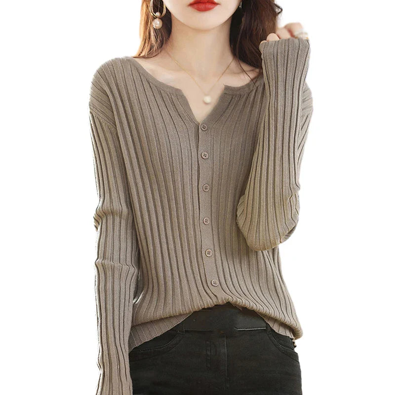 Women's Cardigan Solid Colour Sweater Autumn Winter Slim Casual Cardigan Sweater-Dollar Bargains Online Shopping Australia