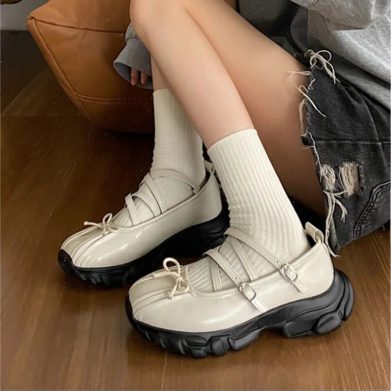 Chunky Women Sports Shoes Fashion Shallow Butterfly-knot Platform Sneakers Ladies Casual Flats Outdoor-Dollar Bargains Online Shopping Australia