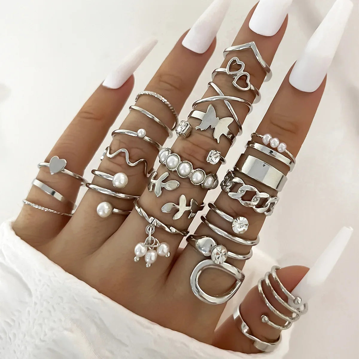 Silver Color Geometric Knuckle Rings Set For Women Eye Cross Sun And Moon Leaf Charm Finger Ring Female Boho Party Jewelry-Dollar Bargains Online Shopping Australia