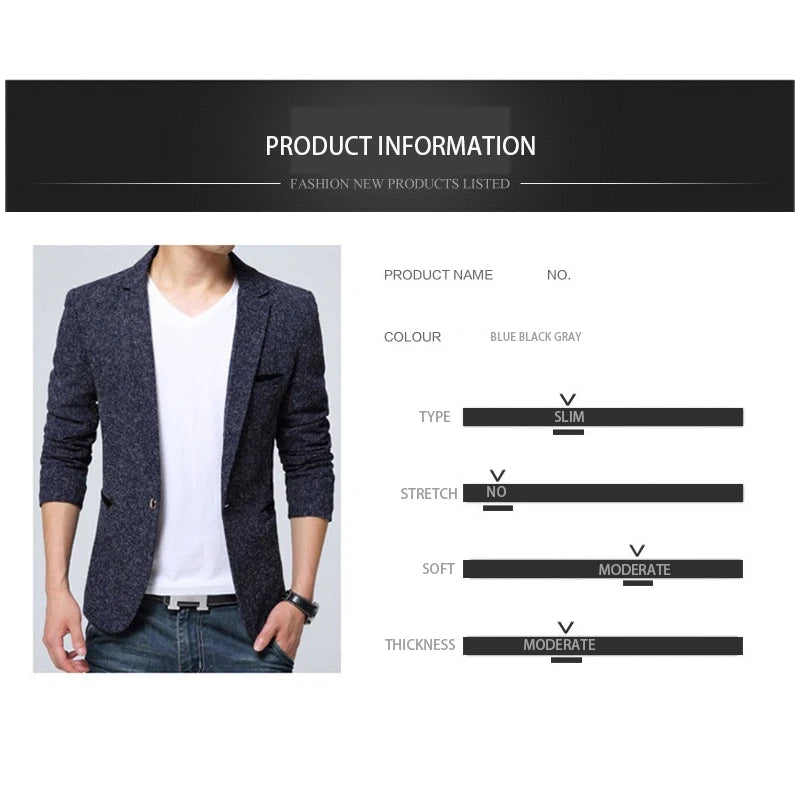 Mens Blazer Jacket Suit Wedding Prom Party Slim Fit Smart Casual Suit Men Jacket Business Men Suit Jacket