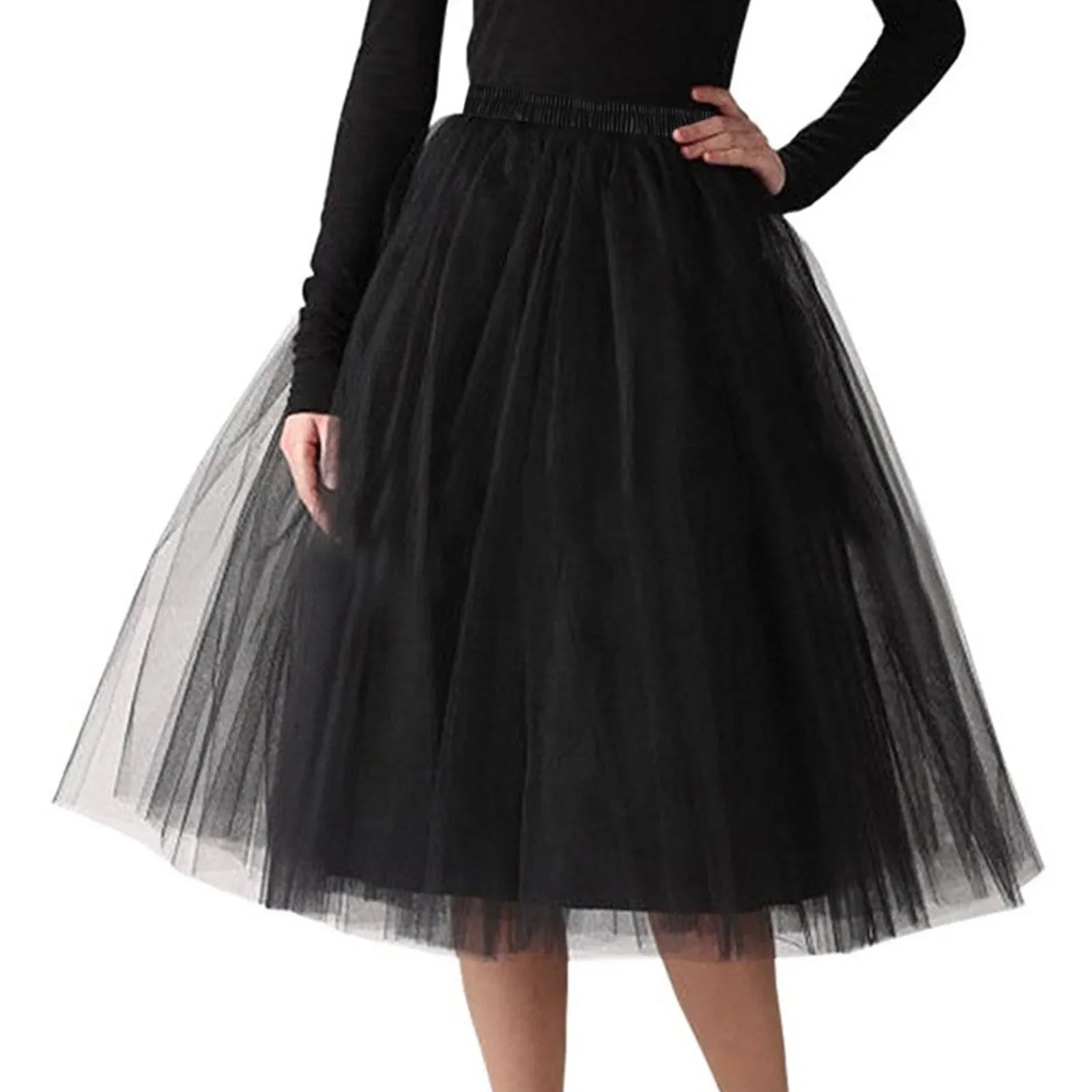 Women Tulle Tutu Skirt Midi Dress Pleated Dance Lolita Princess Petticoat Party Puffy Skirt-Dollar Bargains Online Shopping Australia