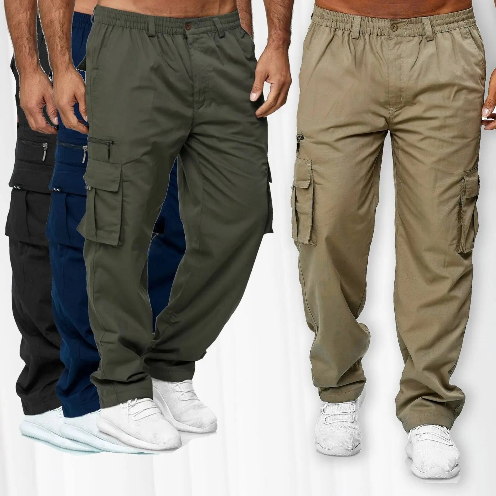 Men's Casual Multi-Pocket Loose Straight Tooling Pants Outdoor Pants Fitness Pants-Dollar Bargains Online Shopping Australia