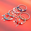 Fashion Simple Glazed Gem Beads Key Lock Love Hanging Bracelet Light Luxury Vintage Bangle For Women Jewelry Gift