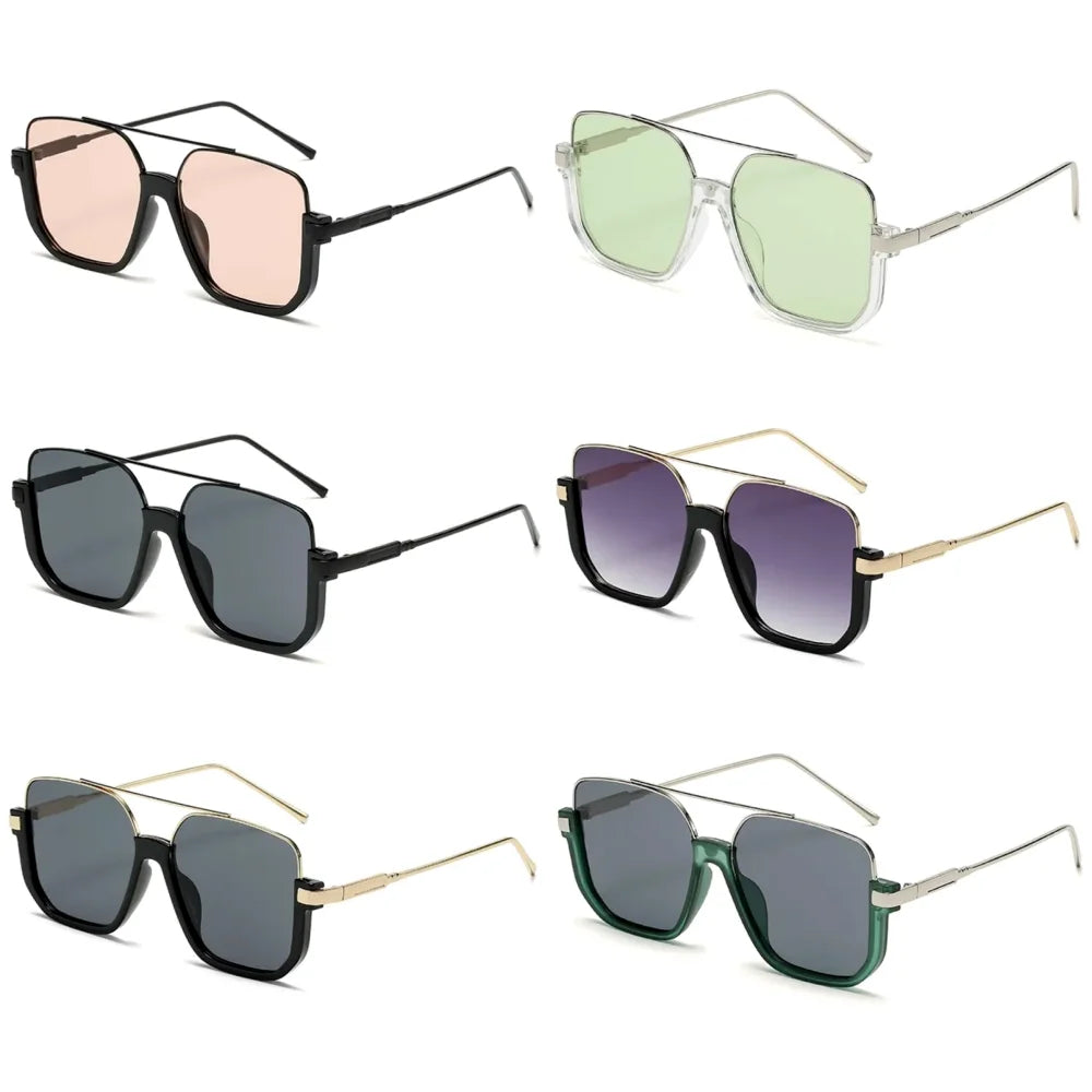 Vintage Oversized Sunglasses Fashion Men Women Square Shades Eyewear Trendy Ins Popular Brand Design UV400 Sun Glasses