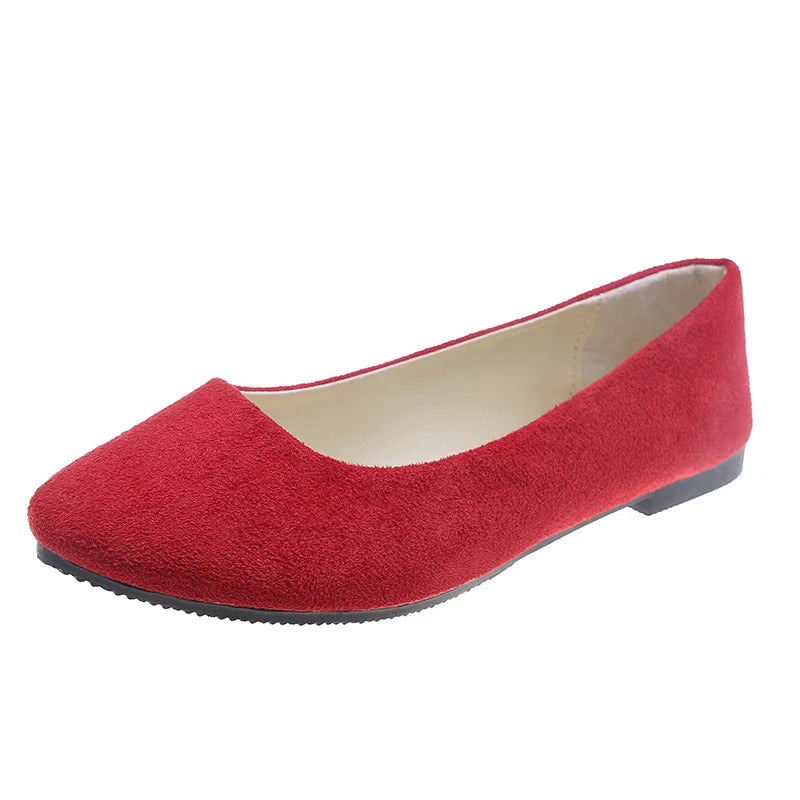 Women Flats Slip on Flat Shoe Candy Color Pointed Toe Female Loafers Plus Size Shoes Woman Spring Faux Suede Ladies Ballet Flats-Dollar Bargains Online Shopping Australia