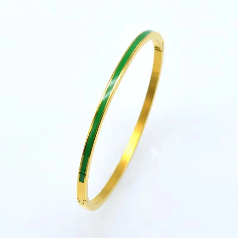 3mm Width Colorful Enamel Thin Bangles Stainless Steel Gold Color Cute Lover Bracelets for Women Trendy Jewelry-Dollar Bargains Online Shopping Australia