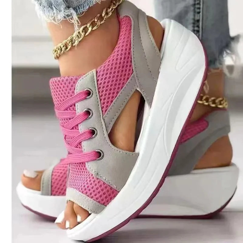 Fashion Women Sandals Summer New Lady Platform Chunky Comfortable Mesh Open Toe Casual Sports Ladies Shoes