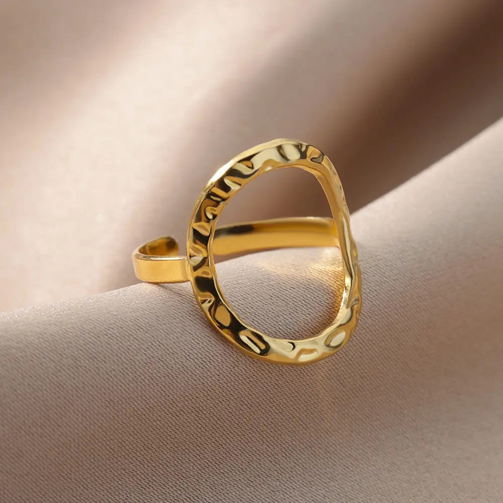 Irregular Hollow Opening Rings For Women Stainless Steel Gold Color Geometric Ring Fashion Simple Party Christmas Jewelry Gift-Dollar Bargains Online Shopping Australia