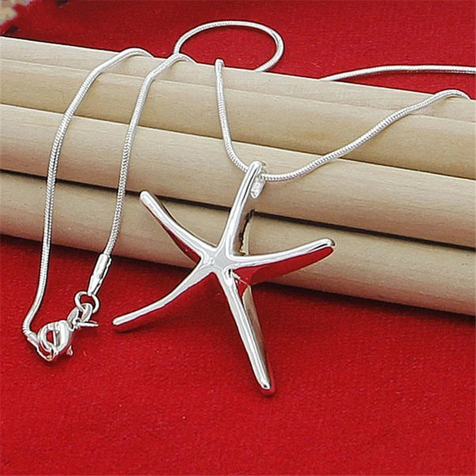 Sterling Silver Charms Necklace Star Starfish Jewelry Fashion Chain Women Lady Wedding Party-Dollar Bargains Online Shopping Australia