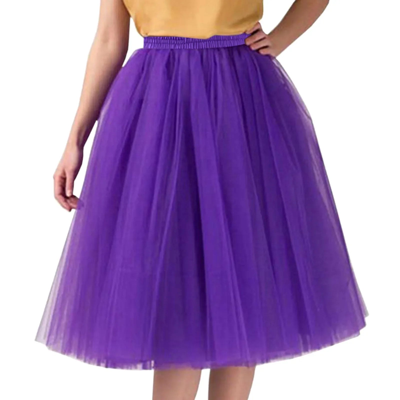 Women Tulle Tutu Skirt Midi Dress Pleated Dance Lolita Princess Petticoat Party Puffy Skirt-Dollar Bargains Online Shopping Australia