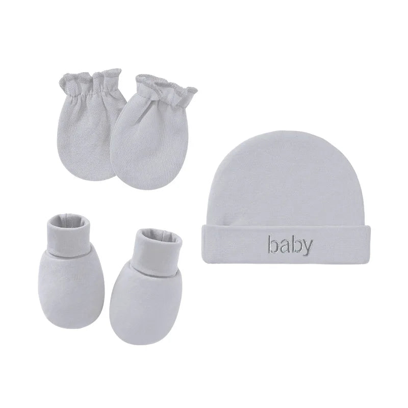 Newborn Hat Gloves Socks Set for Baby Cotton Fall Casual Photography Props Soft Headwear Infant Nightcap Fashion-Dollar Bargains Online Shopping Australia