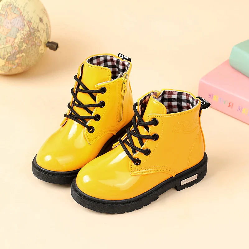 Children Shoes PU Leather Waterproof Plush Boots Kids Snow Boots Brand Girls Boys Casual Boots Fashion Sneakers