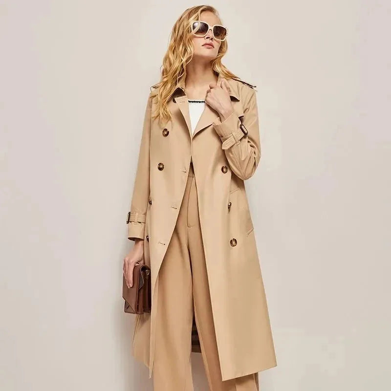 Women's Trench Coat Outerwears Double Breasted Pockets Overcoat Female-Dollar Bargains Online Shopping Australia