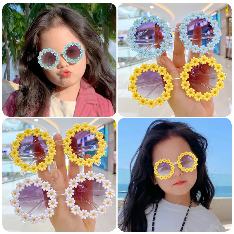 Children Cute  Acrylic Flower Outdoor Sun Protection Sunglasses Baby Girls Classic Sunglasses Kids Boy UV400 Sunglasses