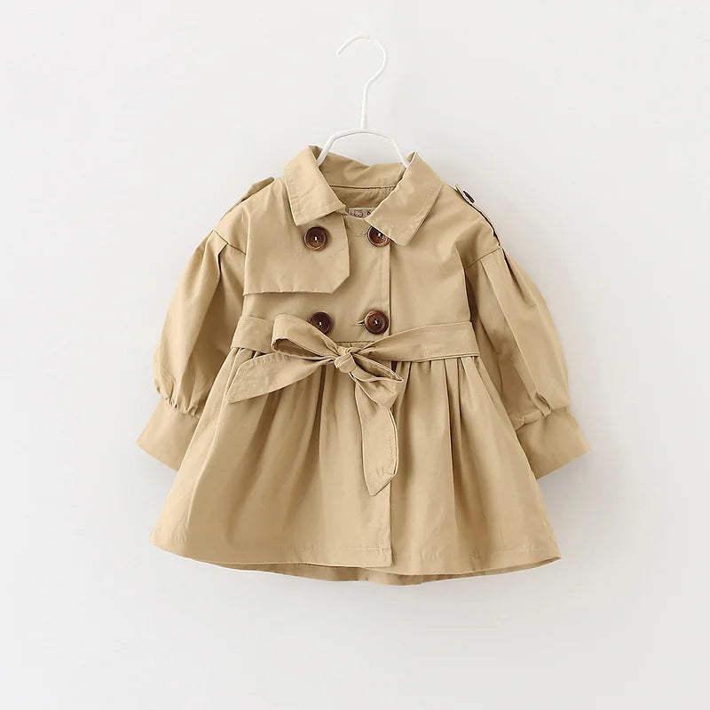 Trench Coat For Girl Children's Spring Cute Long Jacket Kids Khaki Casual Outerwear Baby Khaki Fashion Windbreaker-Dollar Bargains Online Shopping Australia