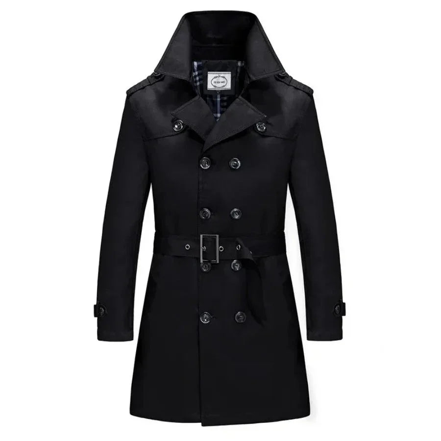 British Style Men's Long Trench Coats with Belt Fashion Slim Windbreak Overcoat Male Double Breasted Jackets-Dollar Bargains Online Shopping Australia