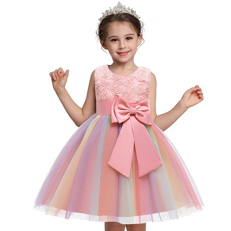 kids Formal Princess Dress Girl Elegant Birthday Party Sleeveless Flowers Dresses Christmas Clothes-Dollar Bargains Online Shopping Australia