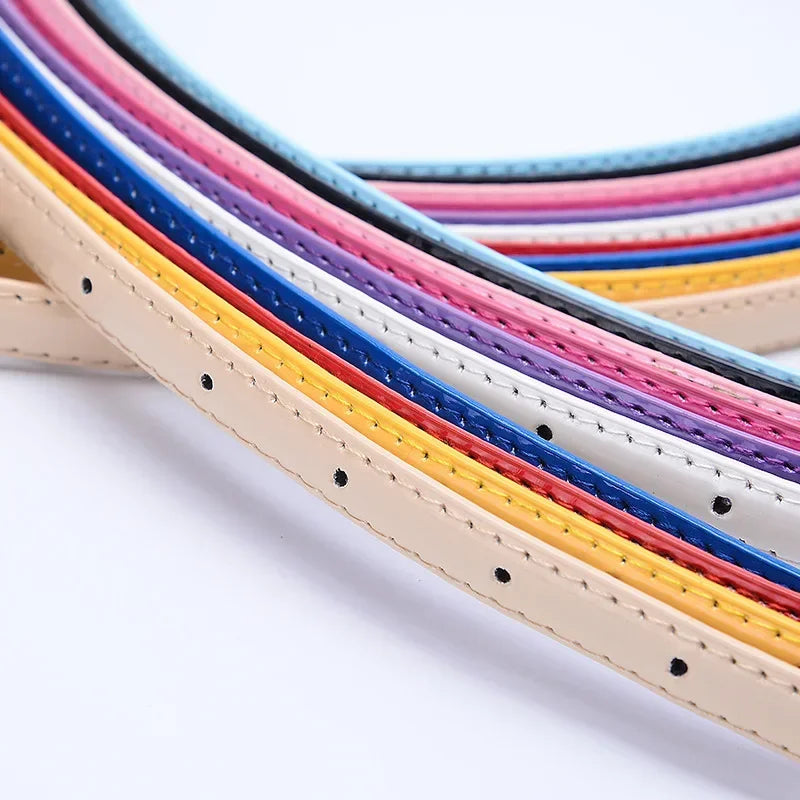 Children Candy Color Belts 1.2cm Super-thin PU Belts Simple Solid Color Lightweight Belts Summer Apparel Accessories-Dollar Bargains Online Shopping Australia