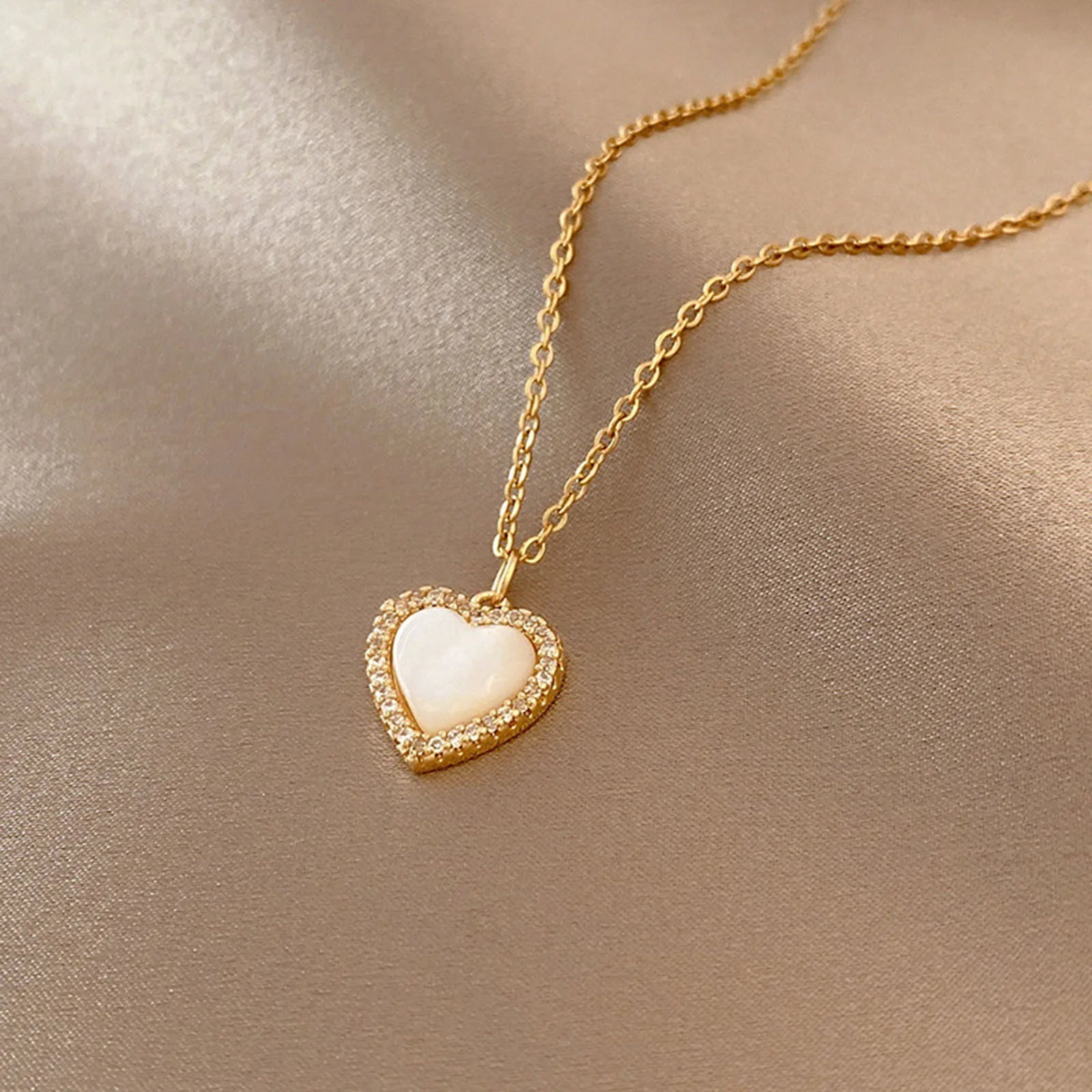 Gold Color Stainless Steel Necklace For Women Jewelry Limited Pearl Beads Heart Pendant Necklace Birthday Gift-Dollar Bargains Online Shopping Australia