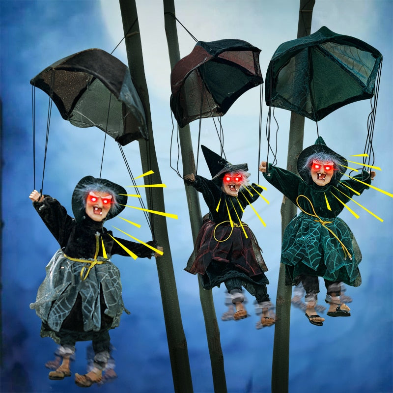 Halloween Parachute Scream Witch With Light-Up Eyes Hanging Kicking Leg Witch For Outdoor Yard Garden Halloween Decoration-Dollar Bargains Online Shopping Australia