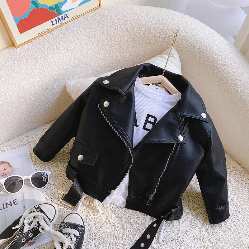 Girls Leather Jackets For 2-8 Years Children Classics Fly Coats Kids Clothing Baby Girls Fashion Pu Outerwear-Dollar Bargains Online Shopping Australia