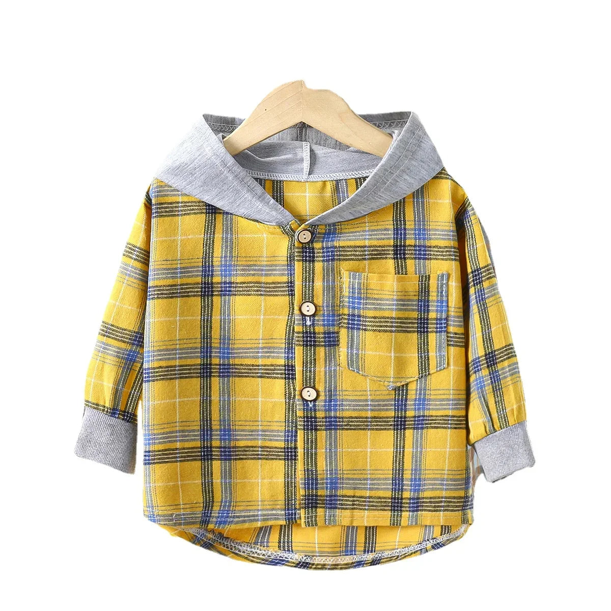 Children's Hooded Shirts Kids Clothes Baby Boys Plaid Shirts Coat for Spring Autumn Girls Long-Sleeve Jacket Bottoming Clothing-Dollar Bargains Online Shopping Australia