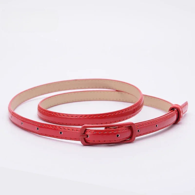 Children Candy Color Belts 1.2cm Super-thin PU Belts Simple Solid Color Lightweight Belts Summer Apparel Accessories-Dollar Bargains Online Shopping Australia