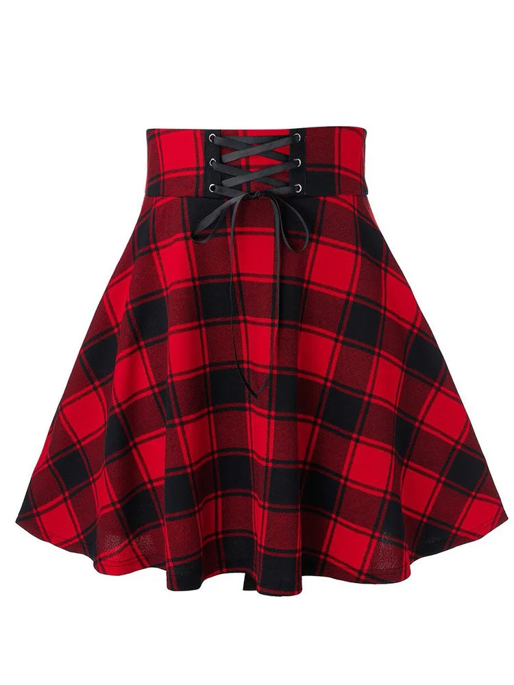 Black Checkered Women's Gothic Skirt Women Pleated Plaid Skirts Spring Autumn Girl Hip Hop Female Punk Goth Mini Skirt-Dollar Bargains Online Shopping Australia