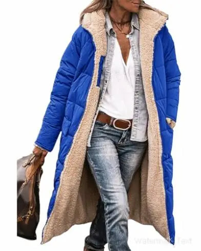 Winter Coats Reversible Sherpa Fleece Long Hooded Puffer Jackets Outerwear-Dollar Bargains Online Shopping Australia