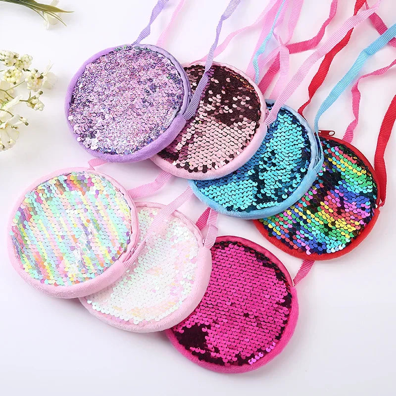 Girls Messenger Bag Fashion Princess Girl Baby Cute Plush Sequin Shoulder Bag Coin Purse Bags