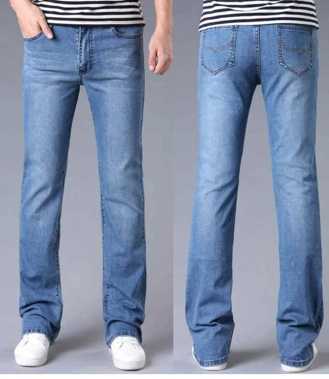 Men's Retro Flare Jeans Pants, Bell Bottom, Loose, Classic, Comfortable, Boot Cut Denim Trousers-Dollar Bargains Online Shopping Australia