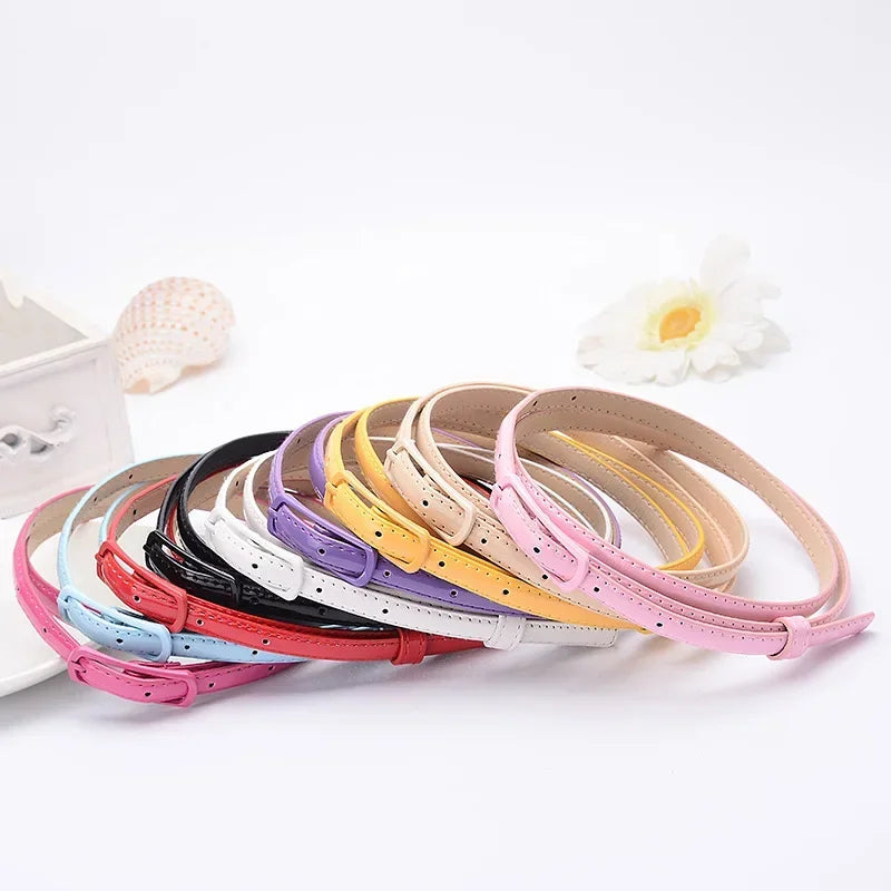 Children Candy Color Belts 1.2cm Super-thin PU Belts Simple Solid Color Lightweight Belts Summer Apparel Accessories-Dollar Bargains Online Shopping Australia