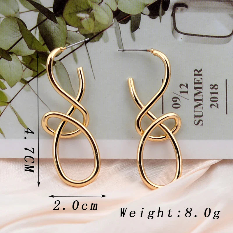 Vintage Metal Knitted Dangle Earrings for Women Personalized Fashion Distorted Irregular Geometry Drop Earrings Punk Jewelry-Dollar Bargains Online Shopping Australia