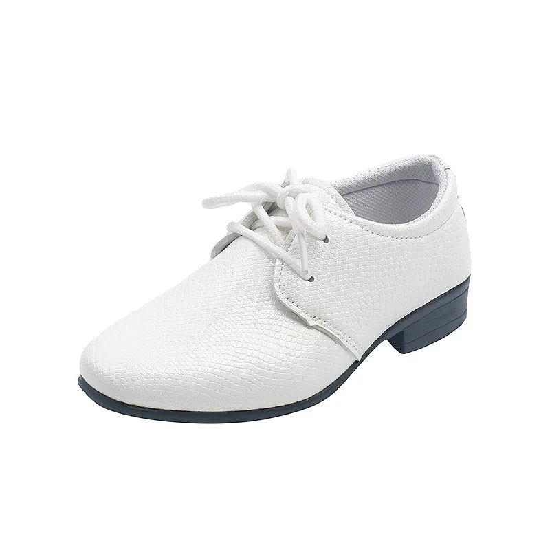 Child Boys Black Leather Shoes Britain Style for Party Wedding Low-heeled Lace-up Kids Fashion Student School Performance Shoes-Dollar Bargains Online Shopping Australia