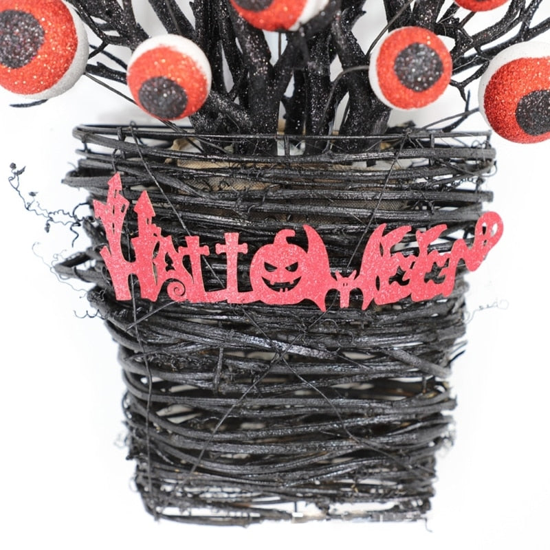 Halloween Wreath Eyeball Wreaths with Red LED Light Branch Basket Wreaths For Doors Window Flower Halloween Decor-Dollar Bargains Online Shopping Australia