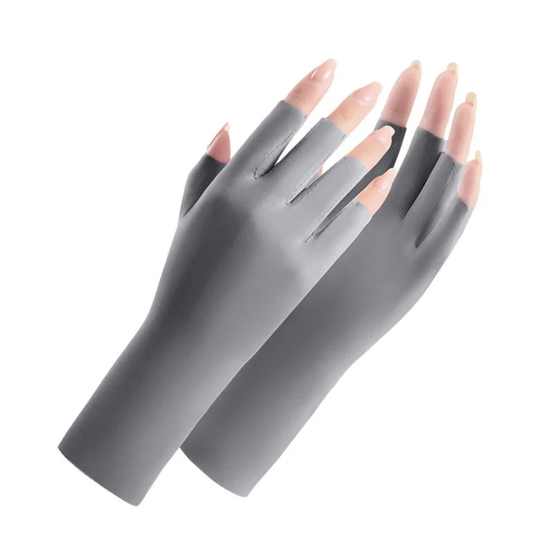 Summer Ice Silk Half Fingers Gloves Women Breathable Thin Fingerless Gloves Outdoor Riding Driving Gloves Sunscreen Mittens-Dollar Bargains Online Shopping Australia